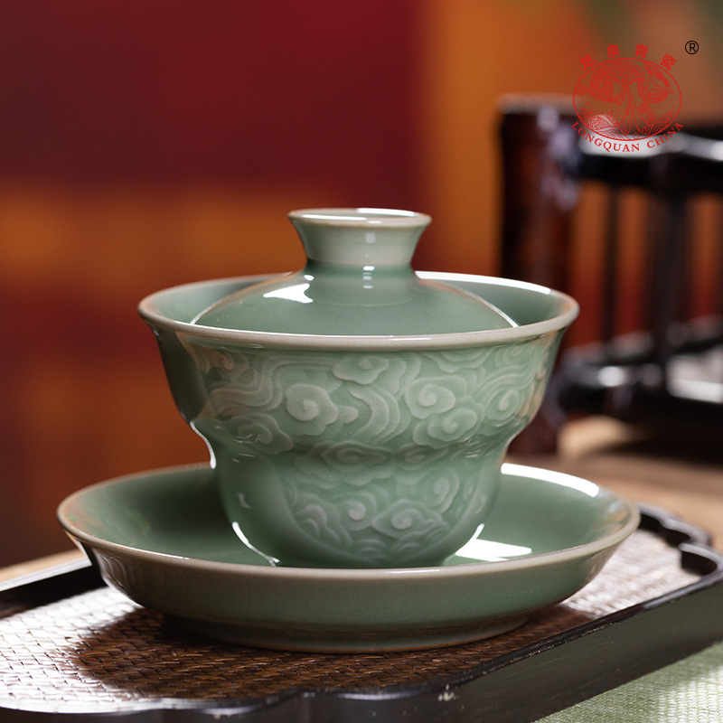 Celadon Ceramic Cup - Hochwertige Celadon Gaiwan Sancai Teetasse Handgefertigte